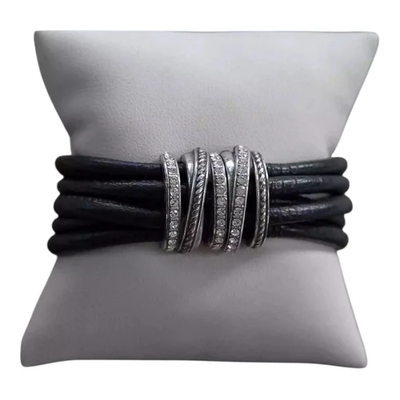 Brighton Jewelry Brighton Neptunes Rings Blk Leather Crystal